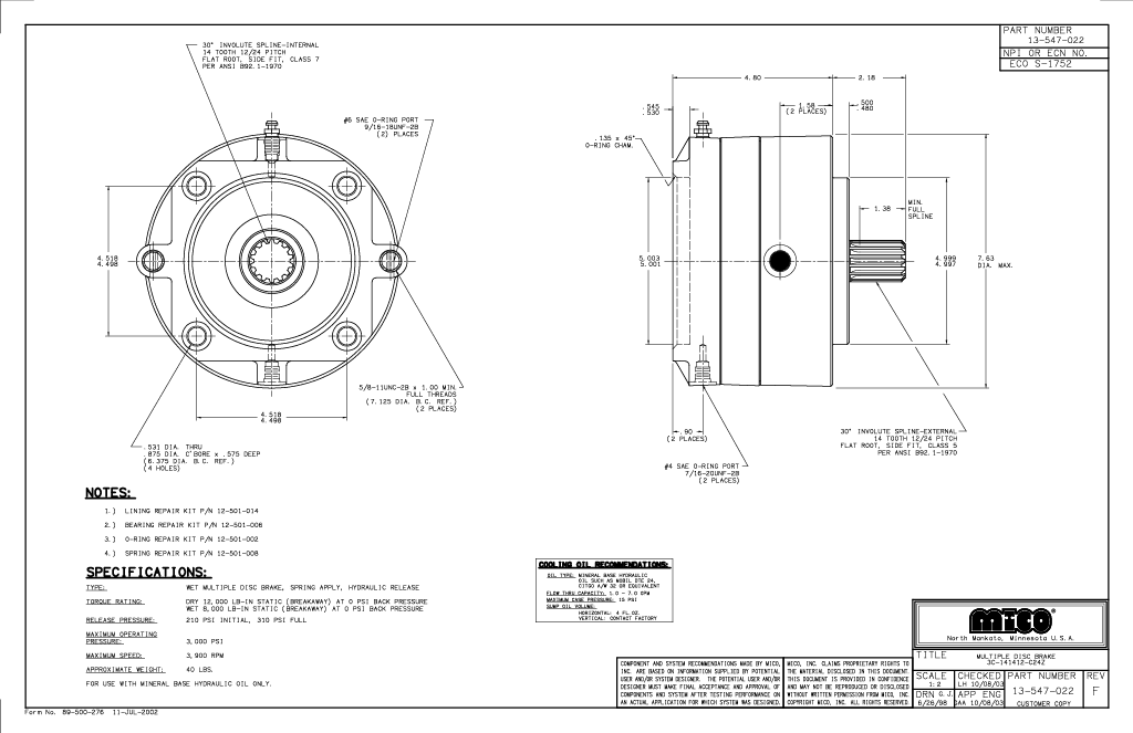 13-547-022 ZF Mico Multiple Disc Brake (3C-141412-C24Z)