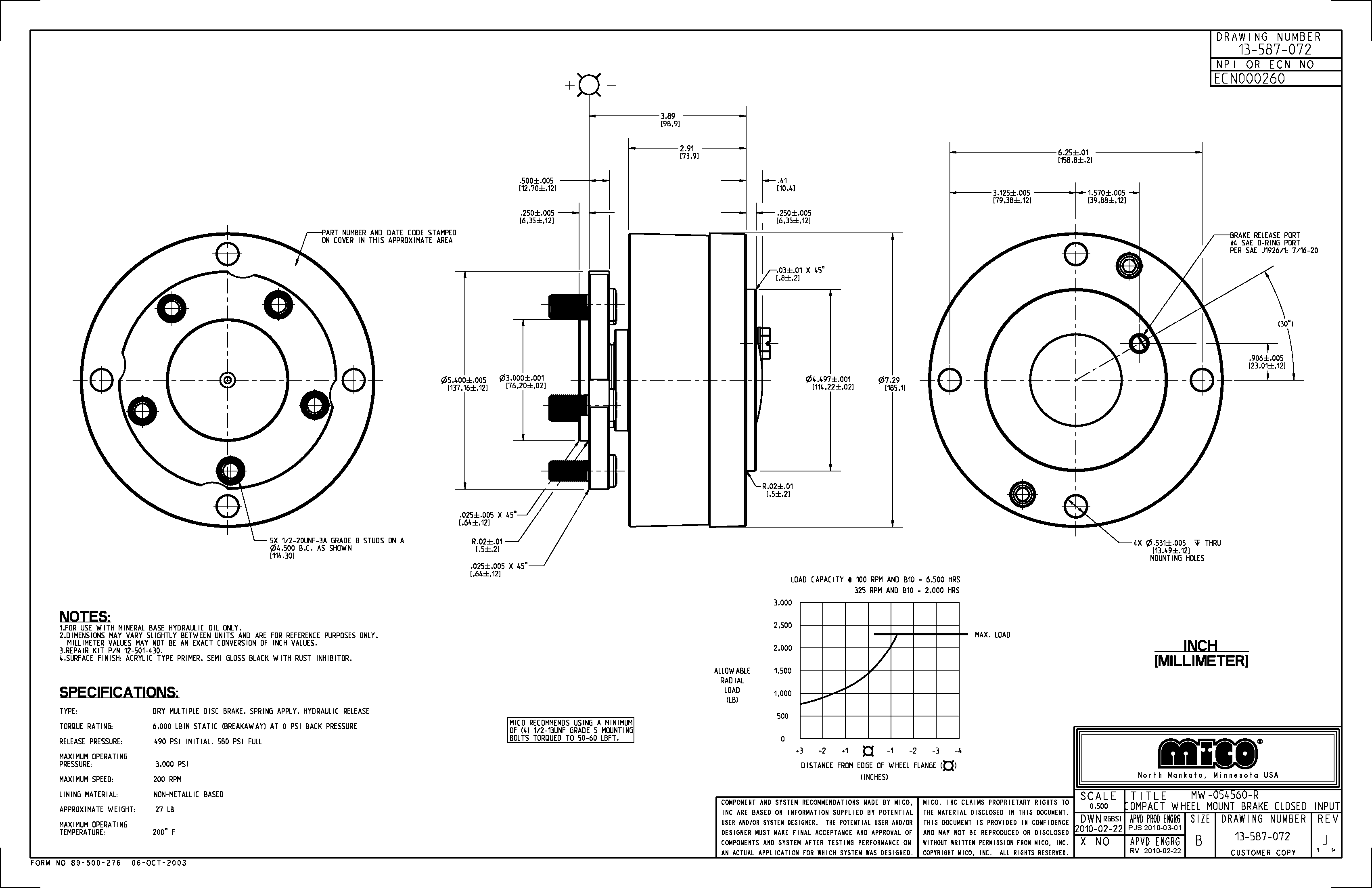 13-587-072 ZF Mico Compact Wheel Mount Brake Closed Input (MW-054560-R)