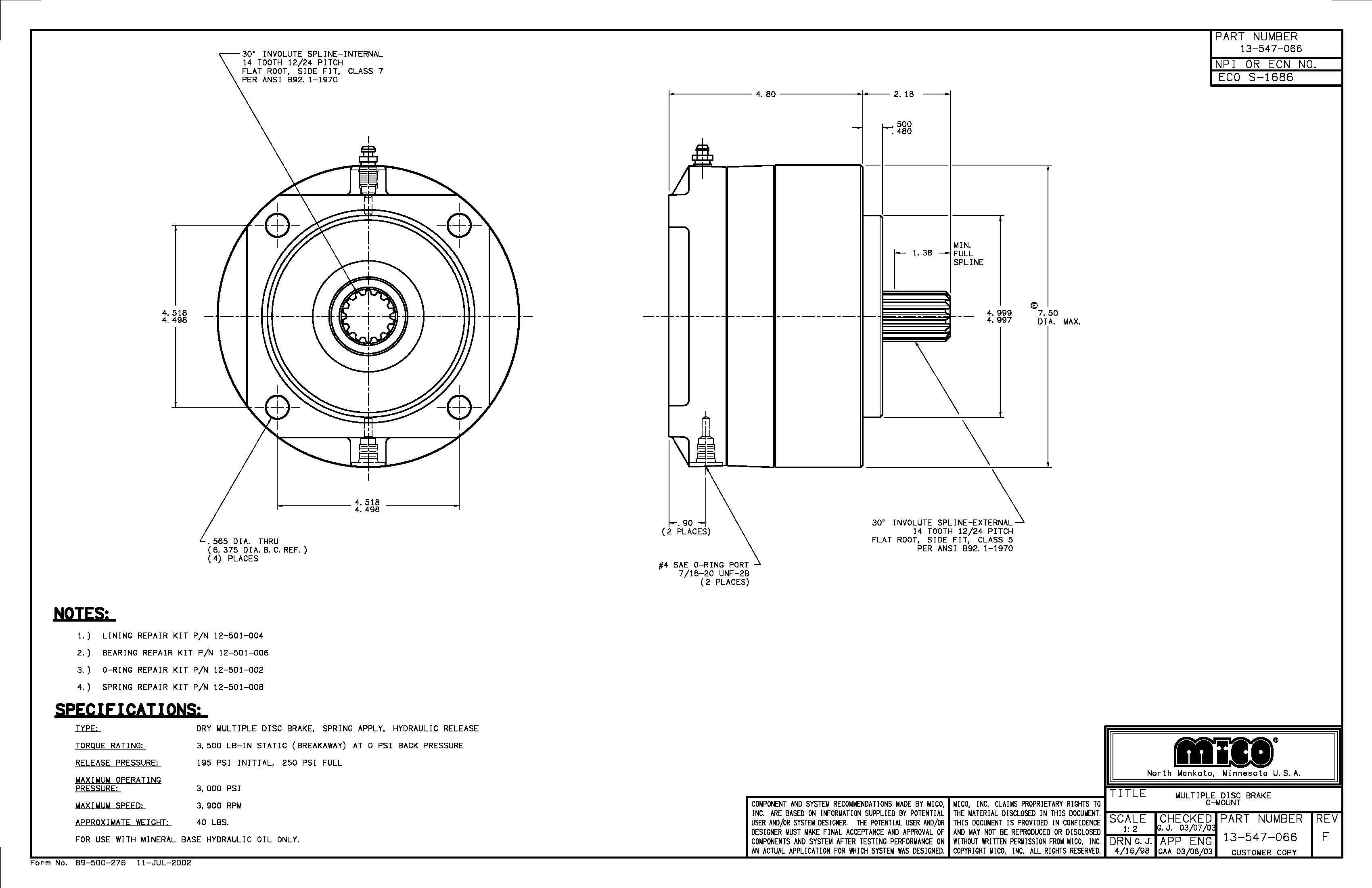 13-547-066 ZF Mico Multiple Disc Brake (C-Mount)