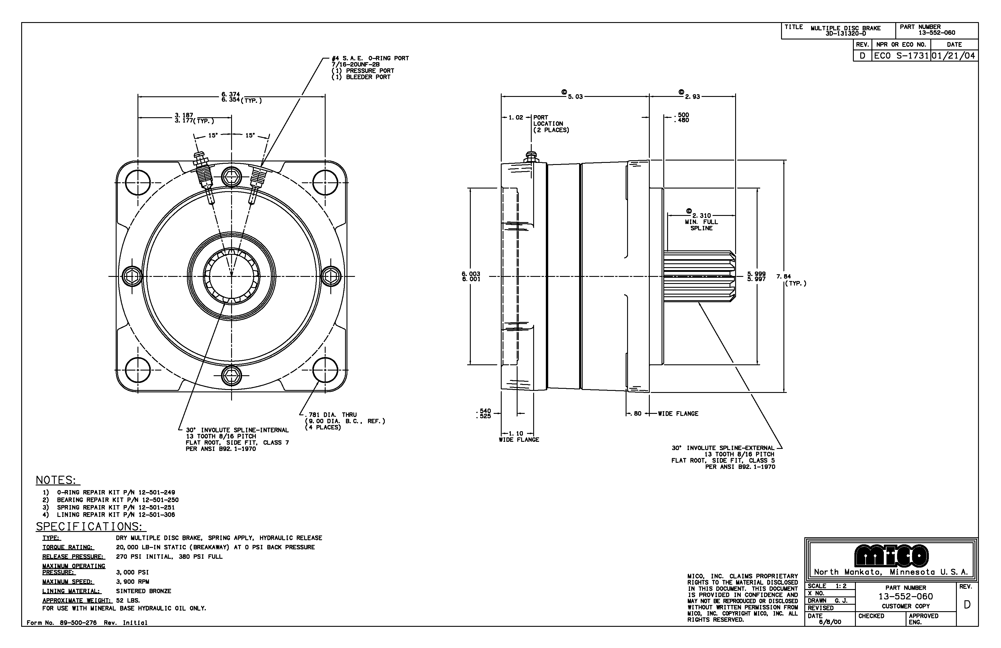 13-552-060 ZF Mico D Mount Multiple Disc Brake (Modular Design)